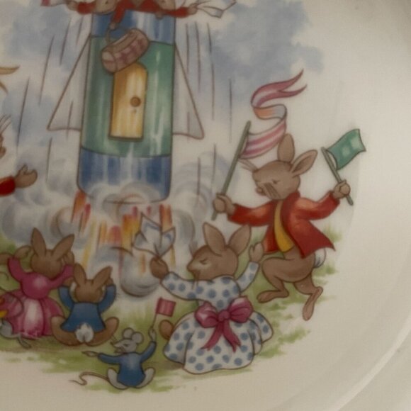 Royal Doulton Bunnykins Blast Off Rocket Launch Child's Vintage Cereal Bowl 6.5" - Picture 4 of 6